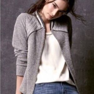 Anthropologie Dolan Baseball Jacket Terry Diamond Quilted XS Gray Pockets